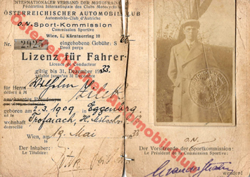 Rennlizenz Wilhelm Zizek